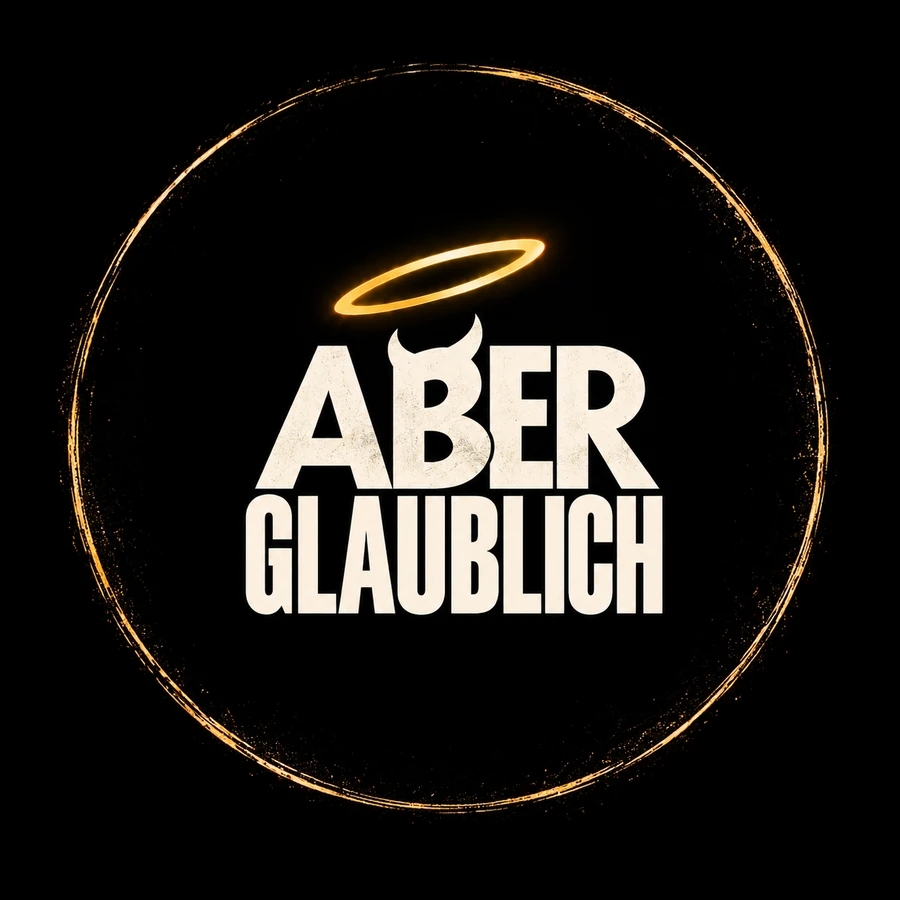 ABERGLAUBLICH – Logo mit goldenem Heiligenschein